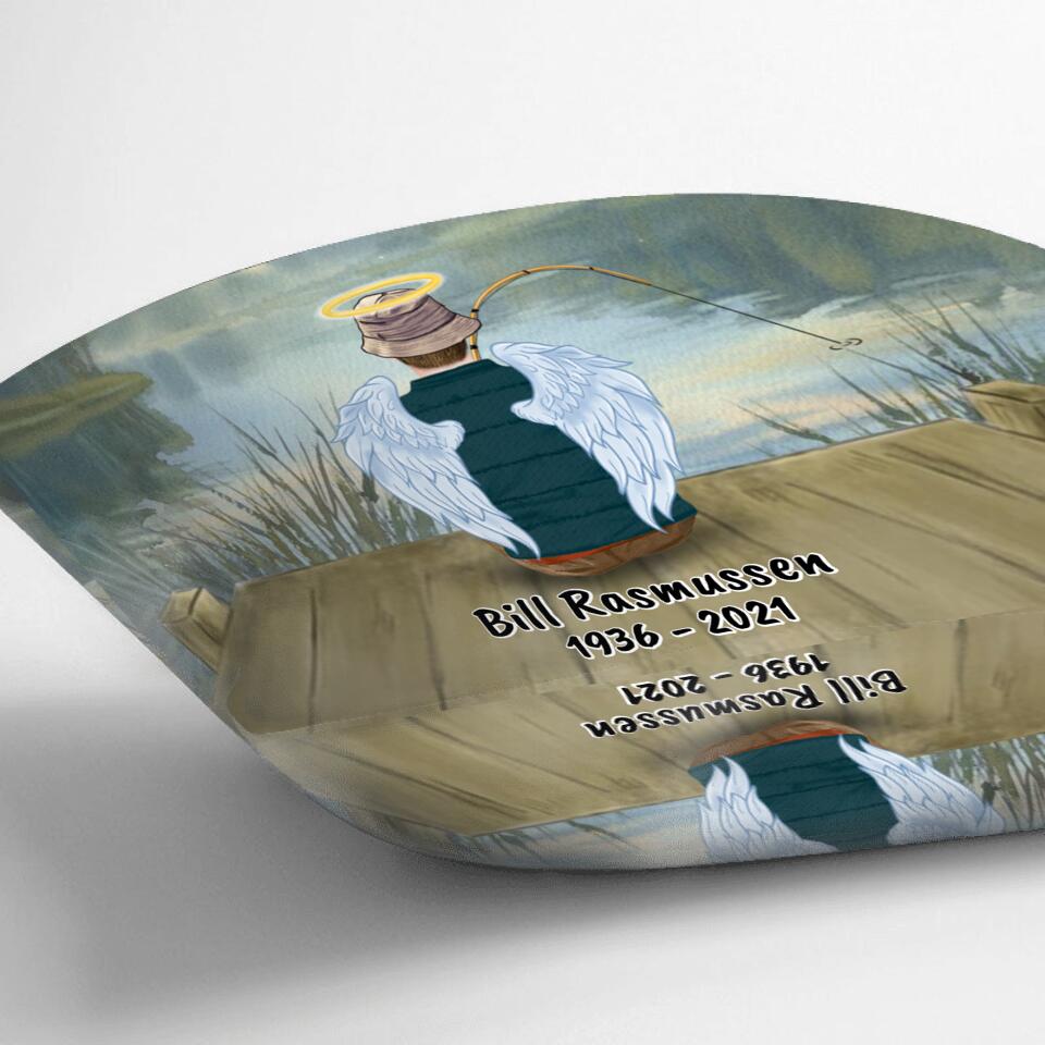 Personalized Fishing Dad In Heaven Pillow Cover - Memorial Gift For Family Member - Someone We Love Is Fishing In Heaven