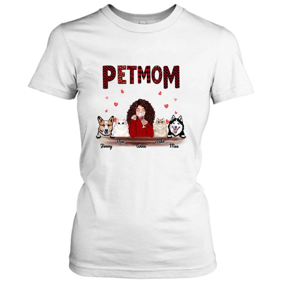 Personalized Dog/Cat T-shirt/Hoodie/Long Sleeves/Sweater - Gift For Dog Mom/Cat Mom - Up to 4 Pets