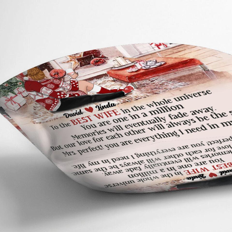 Personalized Hugging Couple Xmas Pillow Cover - Gift Idea For Couple - To The Best Wife In The Whole Universe