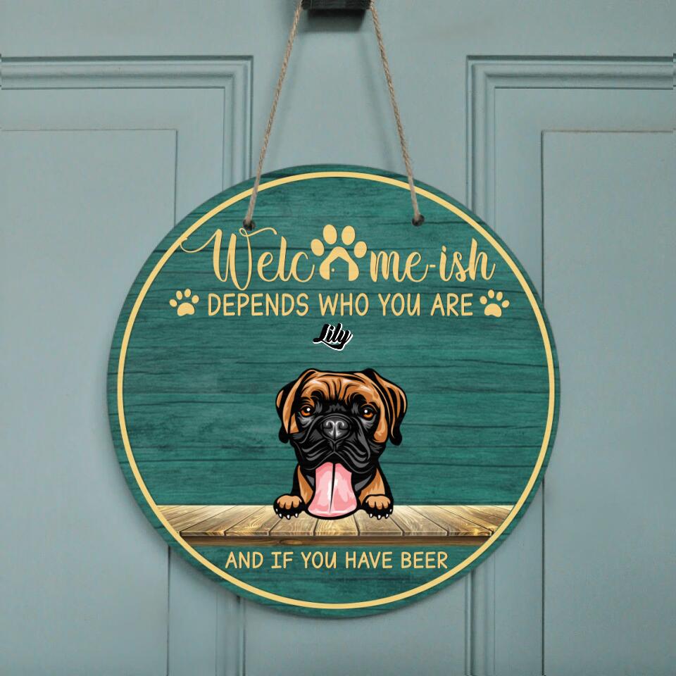 Personalized Pet Door Sign - Up to 6 Cats/Dogs - Best Gift For Cat/Dog Lover - Welcome-ish Depends Who You Are