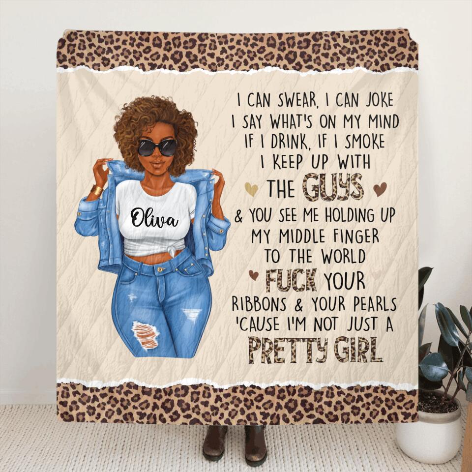 Personalized Girl Fleece/ Quilt Blanket - Gift For Girl/ Birthday Gift - I'm Not Just A Pretty Girl