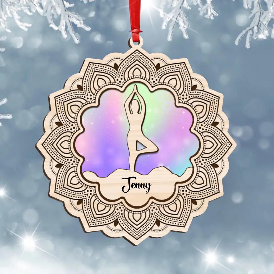Personalized Yoga Wooden Ornament - Christmas/Birthday Gift Idea for Yoga Lovers