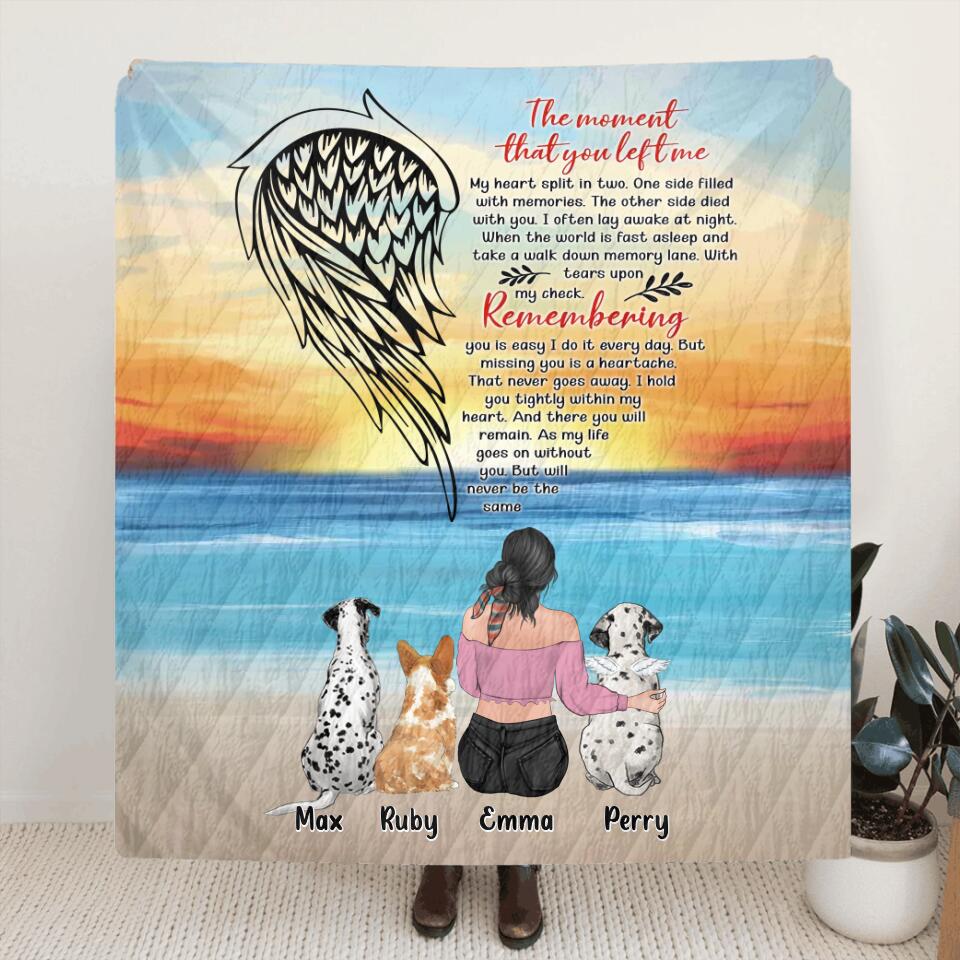 Personalized Memorial Pet Mom Quilt/Fleece Throw Blanket - Memorial Gift Idea For Dog/Cat Lover - Up to 3 Pets - The Moment That You Left Me