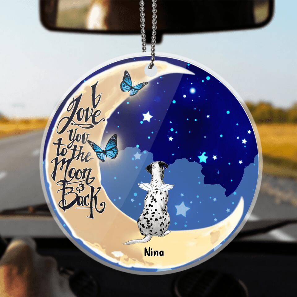 Personalized Memorial Pet Car Ornament - Up to 5 Pets - Best Gift For Dog Lovers, Cat Lovers - I Love You To The Moon & Back