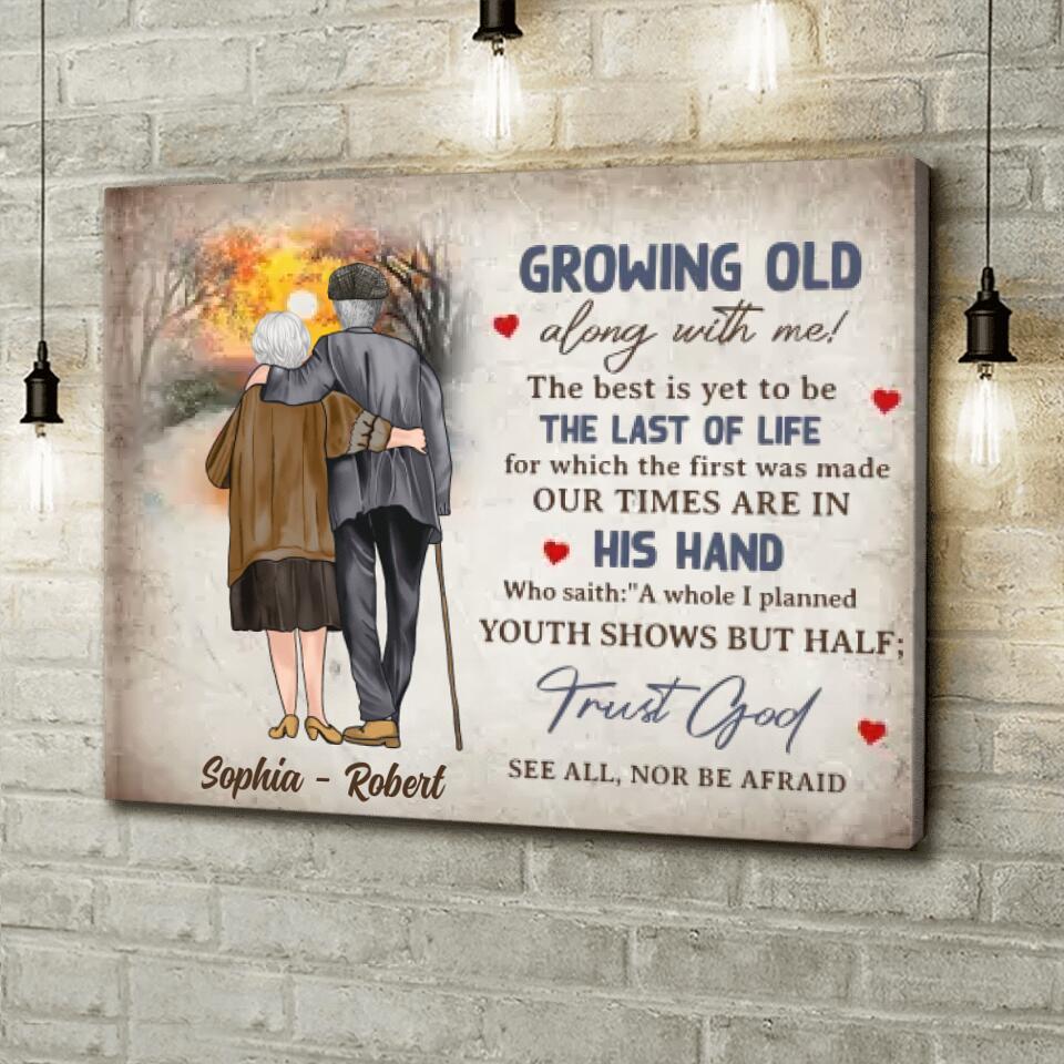 Custom Personalized Old Couple Horizontal Canvas - Gift Idea For Couple - Growing Old Along With Me