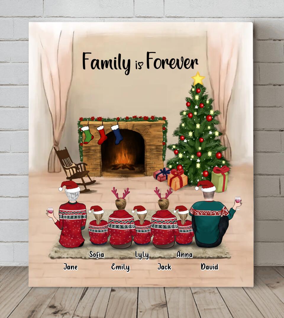 Custom Personalized Christmas Canvas - Gift idea for the whole family - Up to 5 Kids & Parents - Family and Kids Canvas Wall Art