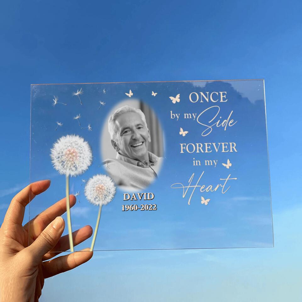 Custom Personalized Memorial Photo Acrylic Plaque - Memorial Gift For Family - Once By My Side Forever In My Heart
