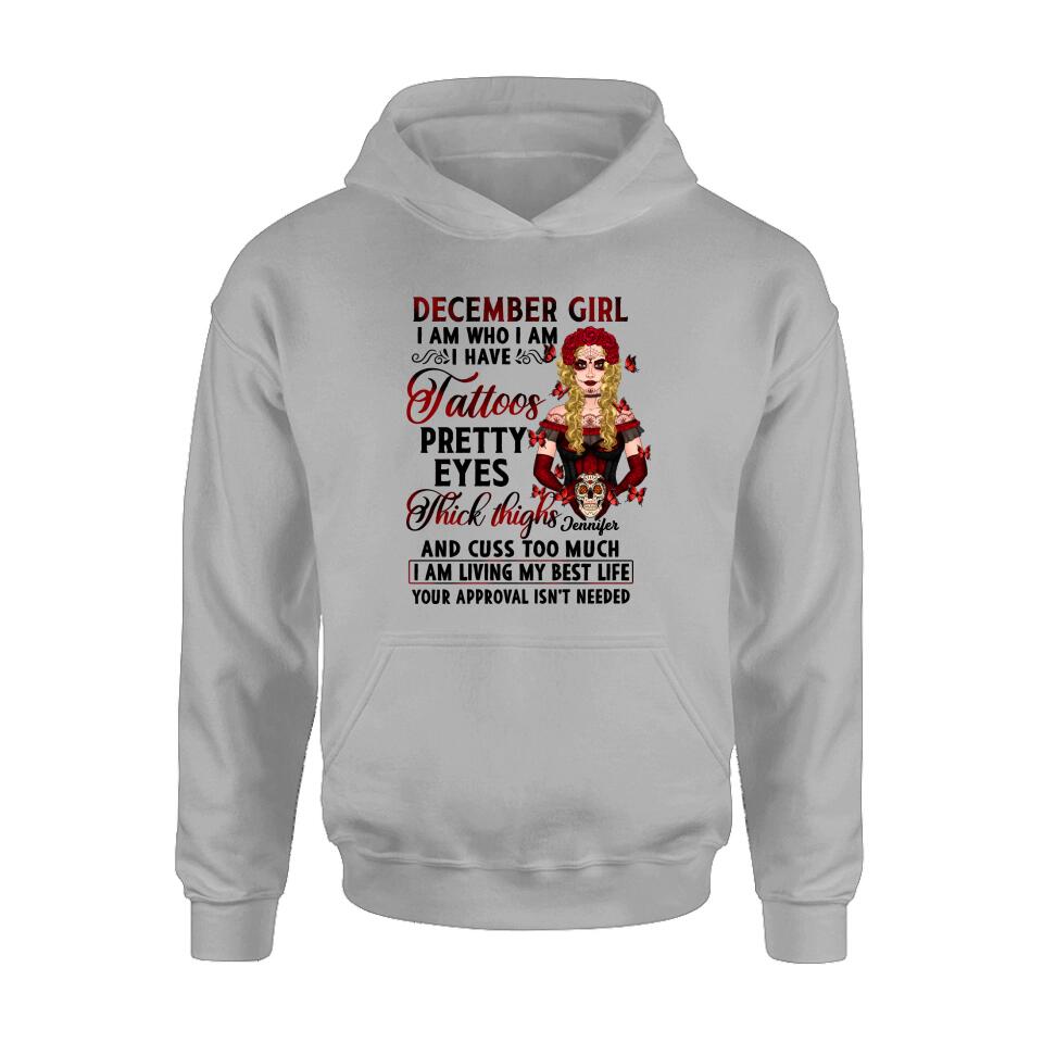 Custom Personalized Sugar Skull T-shirt/ Long Sleeve/ Sweatshirt/ Hoodie - Skull Gift For Girl/ Birthday Gift - I Am Who I Am