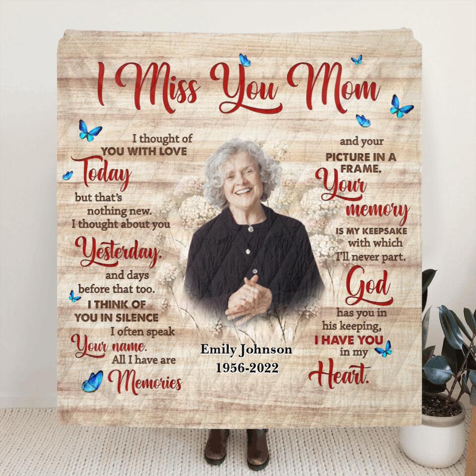 Personalized Memorial Mom Pillow Cover/Fleece Blanket/Quilt - Memory Gift For Loss Mom - I Miss You Mom