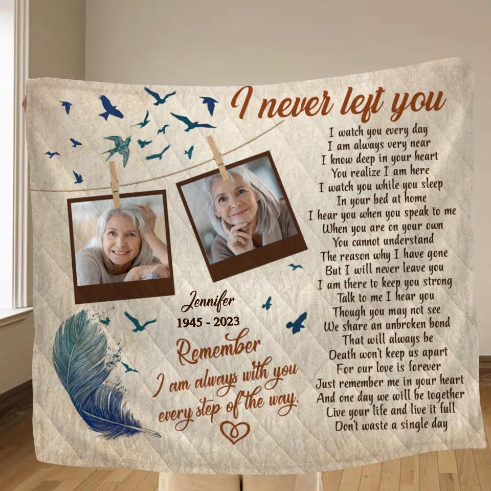 Personalized Memorial Photo Fleece Throw Blanket/Quilt - Upload 2 Photos - Memorial Gift Idea - I Never Left You