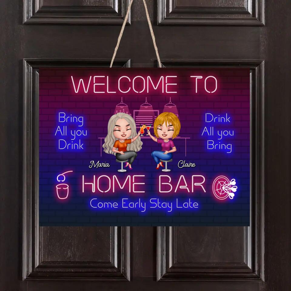 Personalized Besties Wooden Sign - Up to 8 People - Gift Idea For Friends/Besties - Bring All You Drink, Drink All You Bring