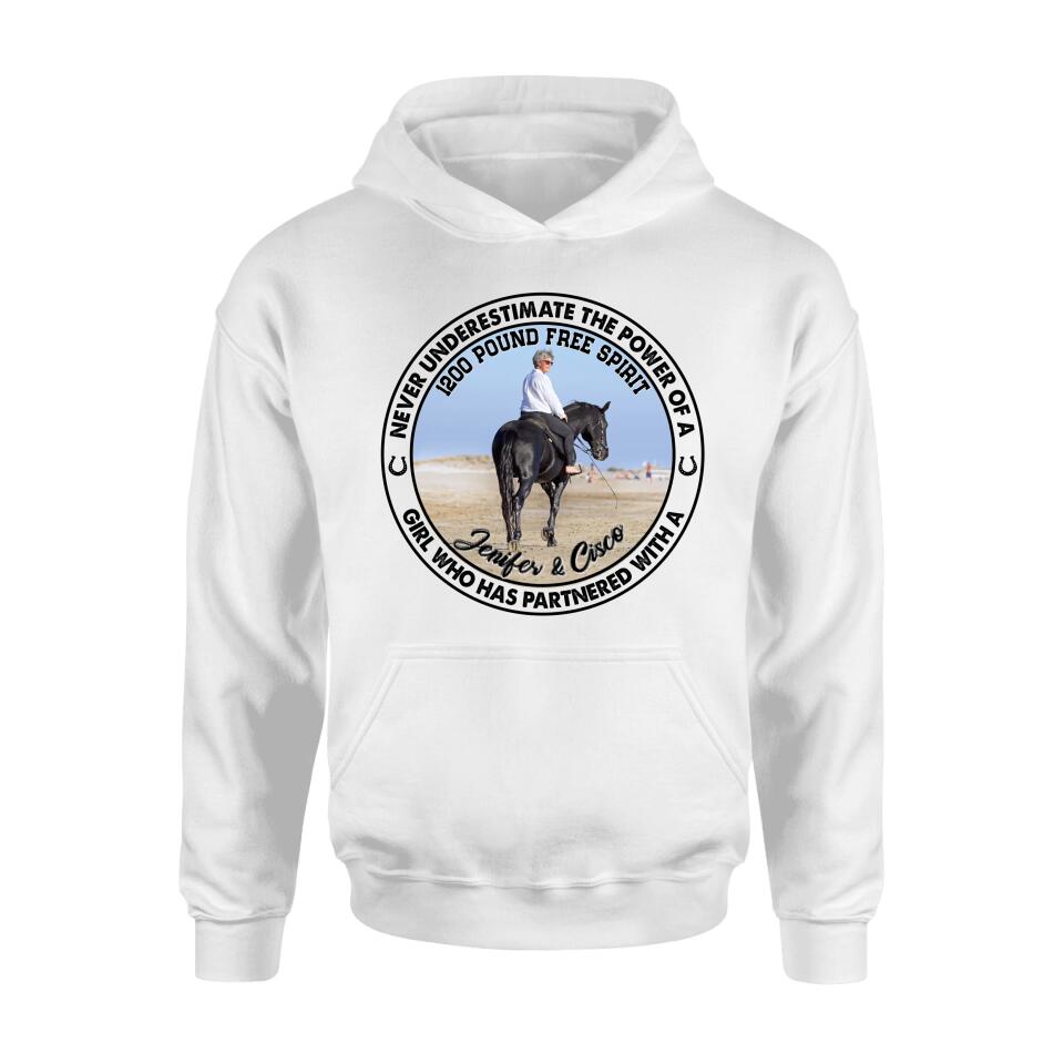 Personalized Horse Girl T-shirt/Long Sleeve/Sweatshirt/Hoodie - Gift Idea For Horse Lover - Never Underestimate The Power Of A Girl Who Has Partnered With A 1200 Pound Free Spirit