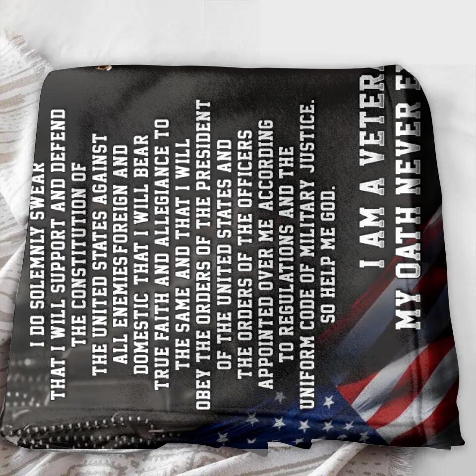 Personalized Veteran Fleece Throw Blanket/Quilt - Gift Idea For Veteran - US Military Oath Of Enlistment