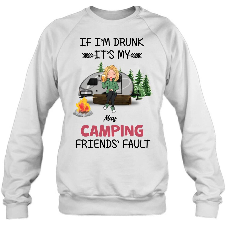 Personalized Camping Friends Shirt/Hoodie/Long Sleeve/Sweatshirt - Gift Idea For Camping Lovers/Friends - Up to 3 People - If I'm Drunk It's My Camping Friends' Fault
