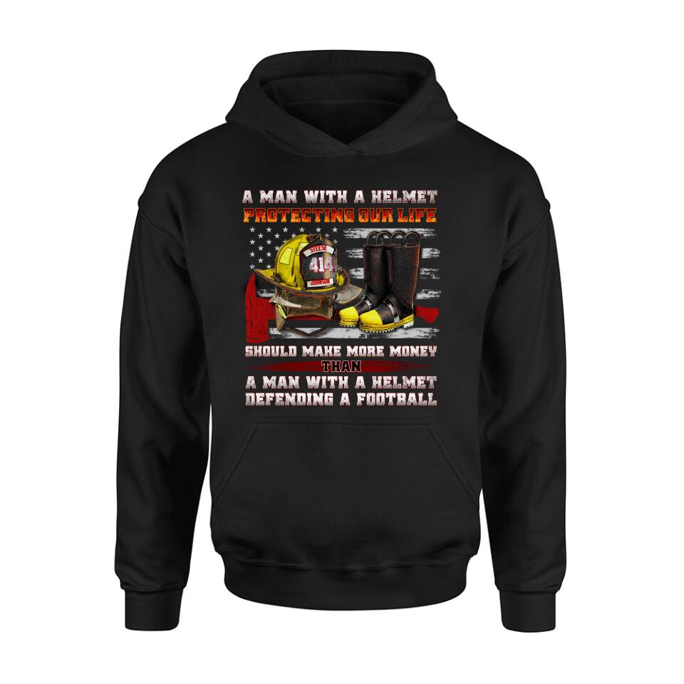 Personalized Firefighter Shirt/Hoodie - Gift Idea For Firefighter, Father's Day - A Man With A Helmet Protecting Our Life