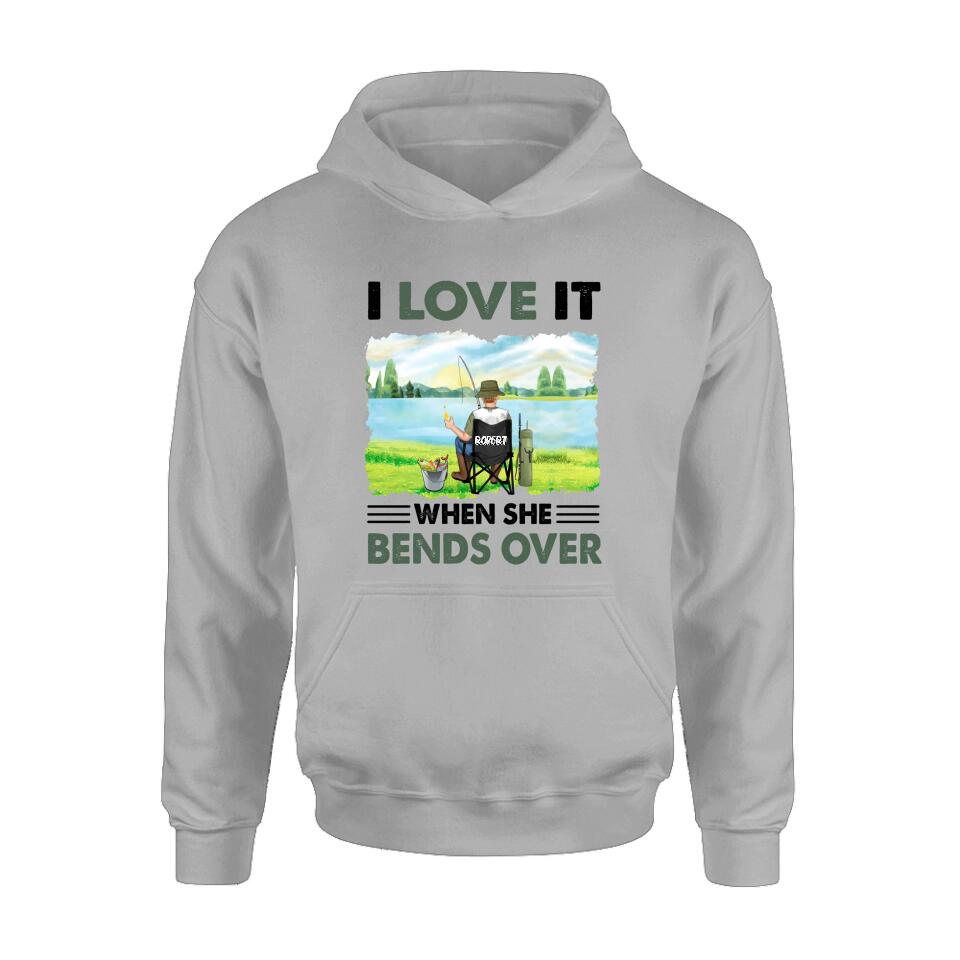 Personalized Fishing Shirt - Gift Idea For Couple/Fishing Lovers/Mother's Day/Father's Day - I Love It When She Bends Over
