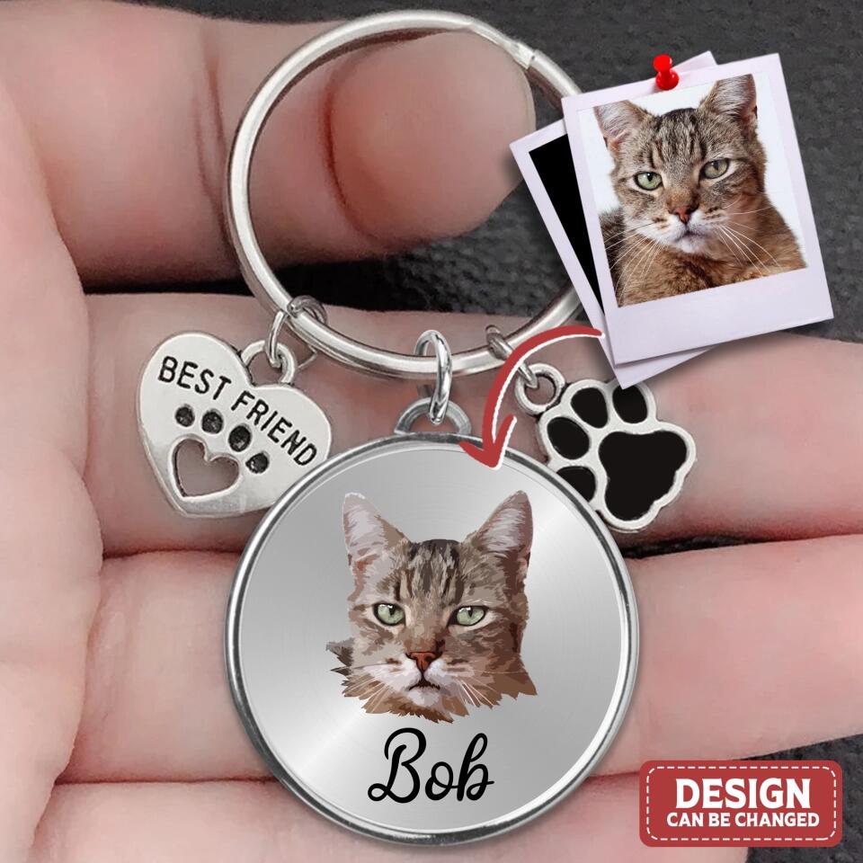 Custom Personalized Pet Photo Keychain Pet Charm - Mother's Day Gift for Dog/Cat Owners