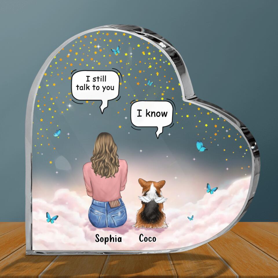 Personalized Memorial Pet Crystal Heart - Up to 4 Pets - Memorial Gift Idea For Dog/Cat Lover - I Still Talk To You