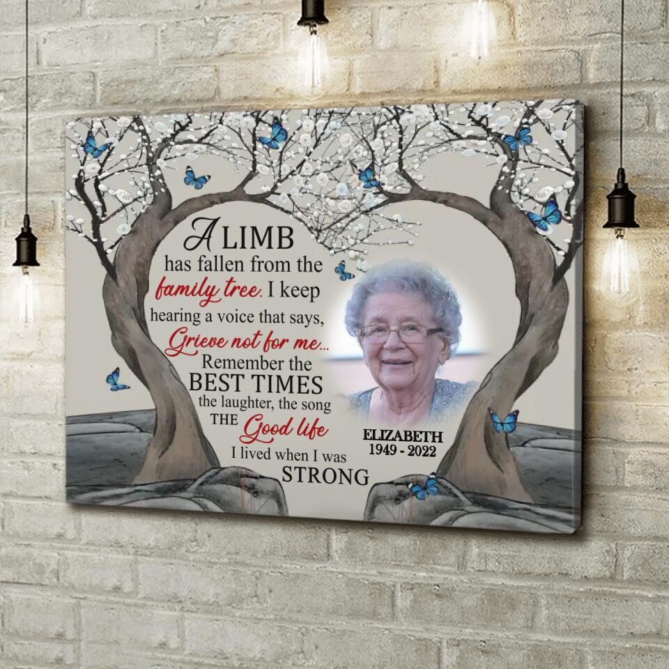 Personalized Memorial Photo Canvas - Memorial Gift Idea For Loss Of Family Member - A Limb Has Fallen From The Family Tree