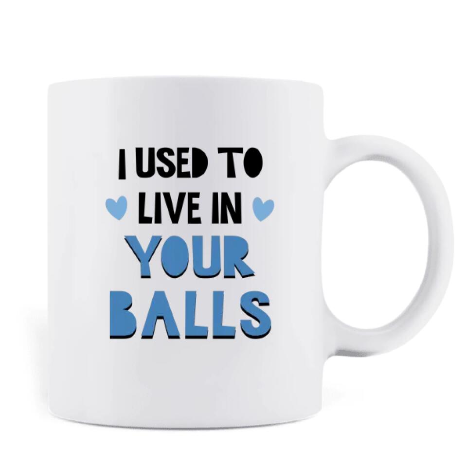 Personalized Sperms Mug - Gift Idea From Kids to Father/For Father's Day - Up to 7 Sperms - I Used To Live In Your Balls