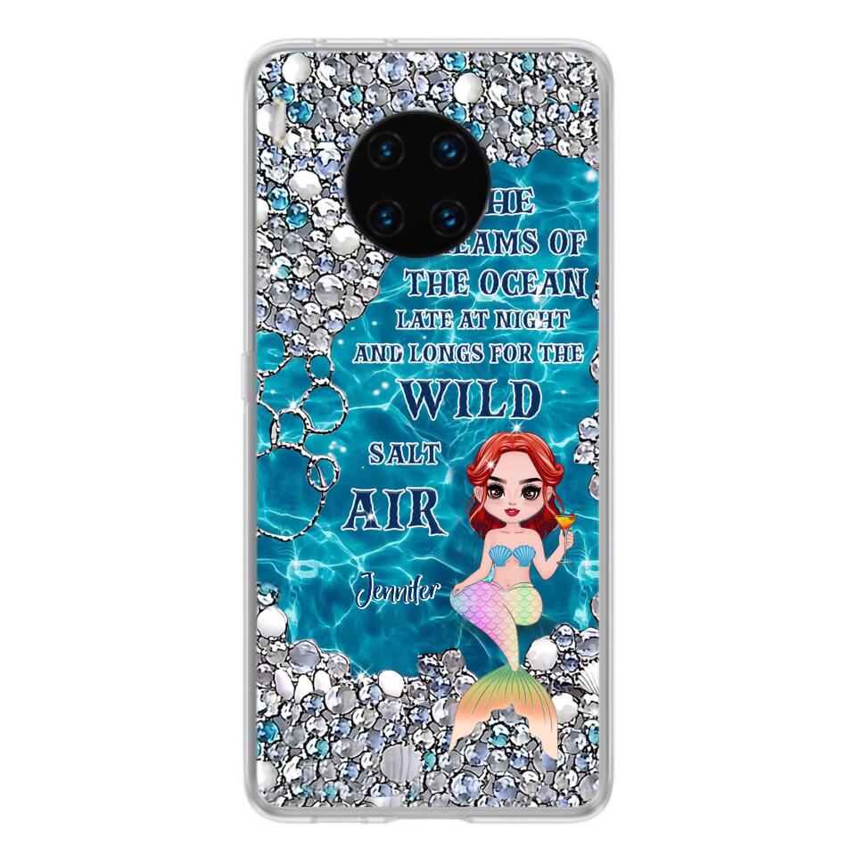 Custom Personalized Mermaid Phone Case - Gift Idea For Ocean Lovers/Mermaid - She Dreams Of The Ocean Late At Night - Case For Oppo, Xiaomi & Huawei