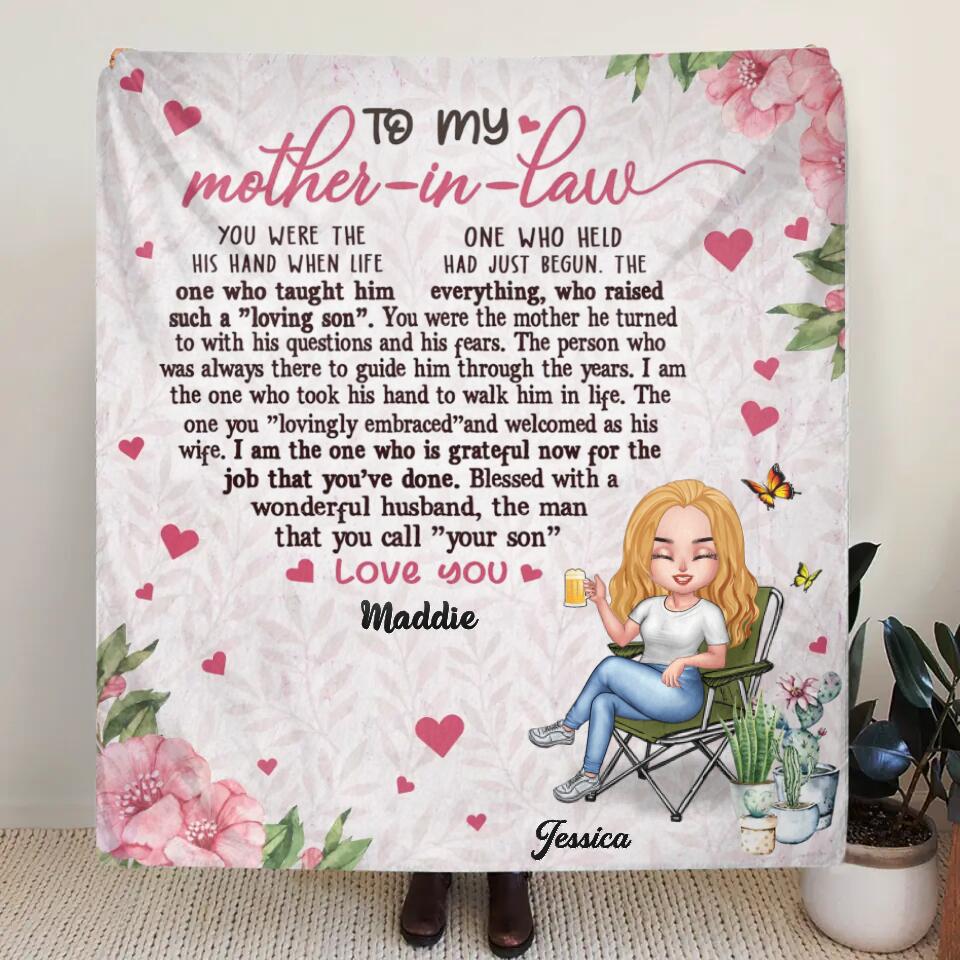 Personalized Mother-In-Law Fleece Throw Blanket/Quilt - Best Gift Idea For Mother's Day - To My Mother-In-Law