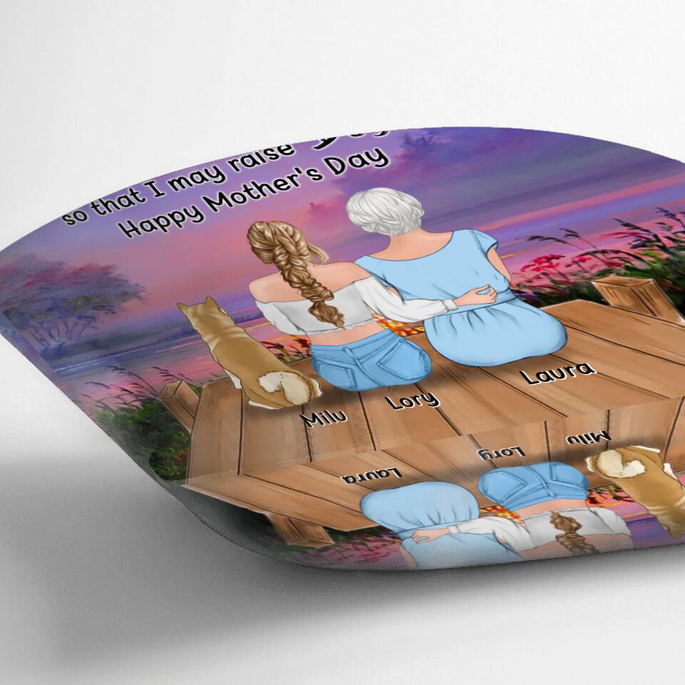 Personalized Mom & Daughter Pillow Cover - Gift Idea For Mother's Day/Pet Lovers - Up to 4 Dogs/Cats - Mom You Worked Hard And Raised Me Well So That I May Raise Dogs