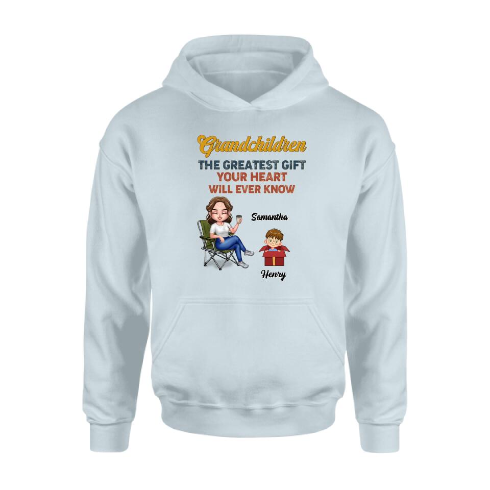 Personalized Grandma Shirt/Long sleeve/Sweatshirt/Hoodie - Gift Idea For Grandma/Mother's Day - Up to 7 Kids - Grandchildren The Greatest Gift Your Heart Will Ever Know