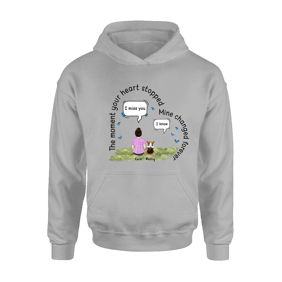 Personalized Memorial Pet Shirt - Up to 4 Pets - Memorial Gift For Mother's Day/Father's Day/Dog/Cat Lover - The Moment Your Heart Stopped Mine Changed Forever