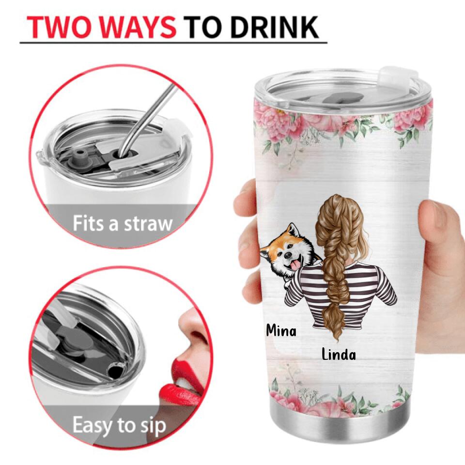 Personalized Dog Mom Tumbler - Up to 4 Dogs - Mother's Day Gift Idea For Dog Lovers - Forever In My Heart