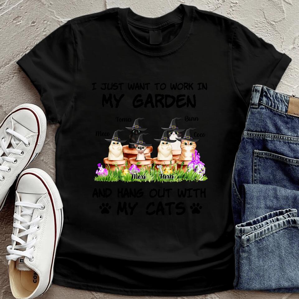 Personalized Witch's Magical Garden T-shirt - A Witch With Up to 6 Cats - A Magical Garden Witch Lives Here - ALVX2G