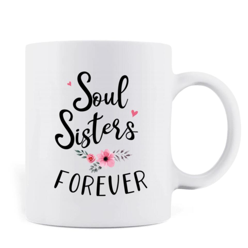 Personalized Best Friend Gifts Coffee Mug - 2 Besties - Soul Sisters Forever