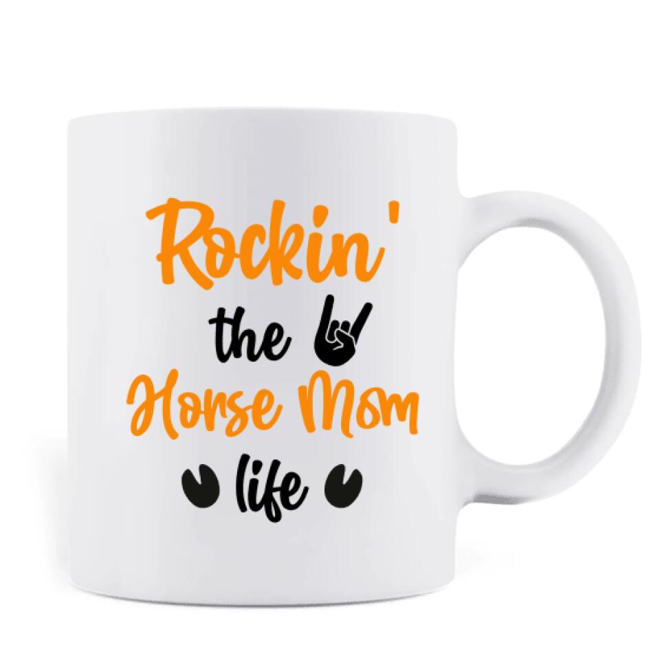 Personalized Horse Mom In Autumn Mug - Girl With Up to 2 Horses - Best Gift For Horse Lover - Rocking The Horse Mom Life