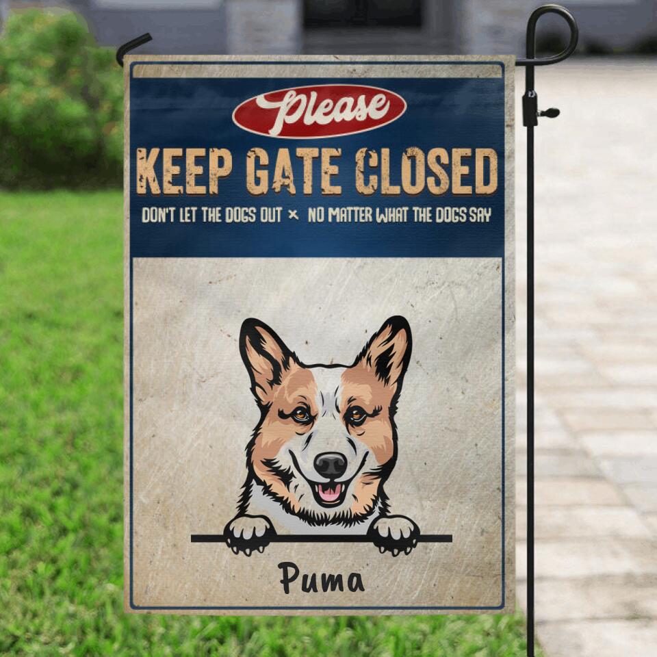 Personalized Guard Dog Flag Sign - Best Gift Idea For Dog Lovers - Please Keep Gate Closed - 32E5WM