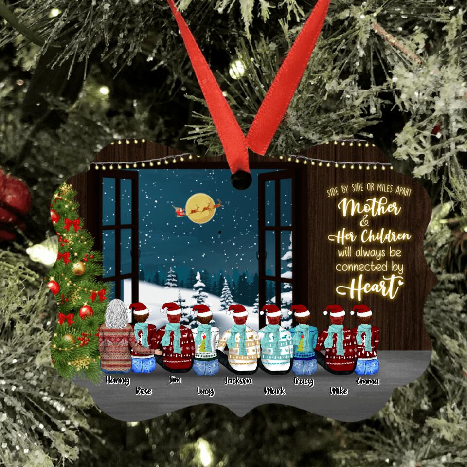 Personalized Christmas With Family Ornament - Up to 9 People - Best Gift For Family - Mother And Her Children Forever Linked Together