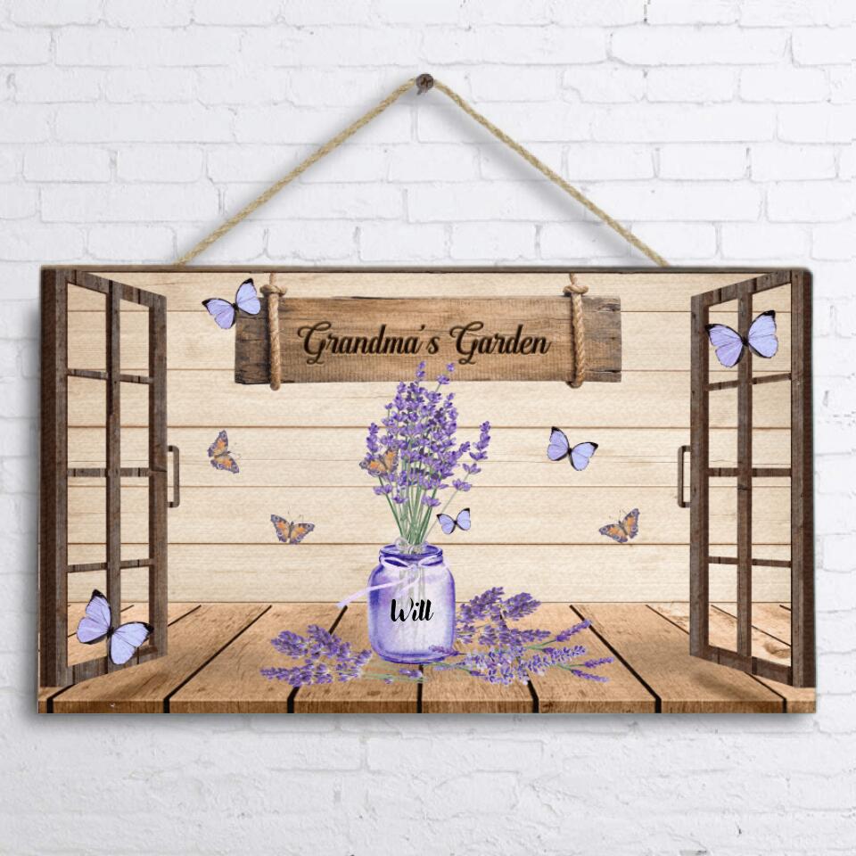 Personalized Grandma's Garden Rectangle Door Sign - Gift Idea For The Whole Family From Kids To Grandma