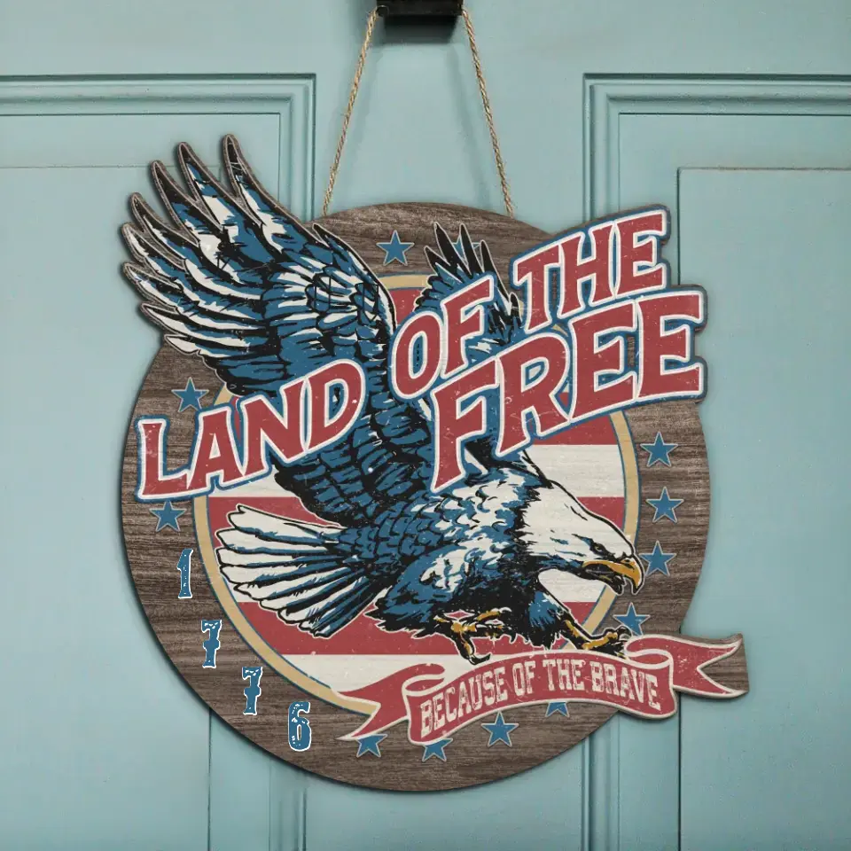Personalized Veteran Wooden Sign - Father's Day Gift Idea For Veteran - Land Of The Free Because Of The Brave