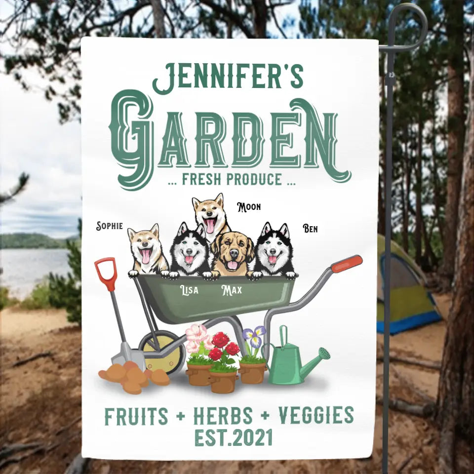 Personalized Dog Garden Flag - Up to 5 Dogs - Best Gift For Dog Lovers - Garden Fresh Produce
