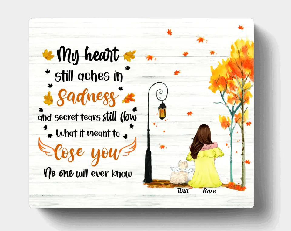 Personalized Memorial Dog Autumn Canvas - Mom With Up to 4 Dogs - Best Gift For Dog Lover - 8ALLOF