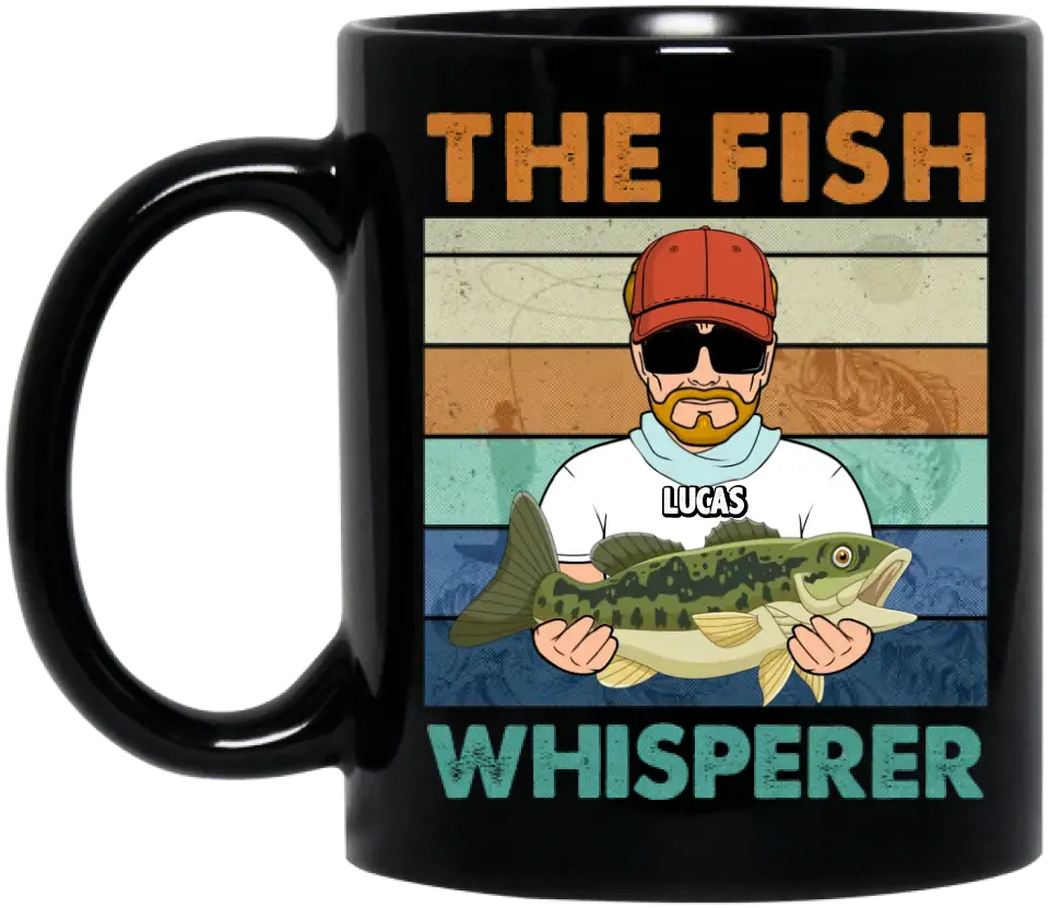 Personalized Fishing Black Coffee Mug - Gift Idea For Father's Day/ Fishing Lovers - The Fish Whisperer