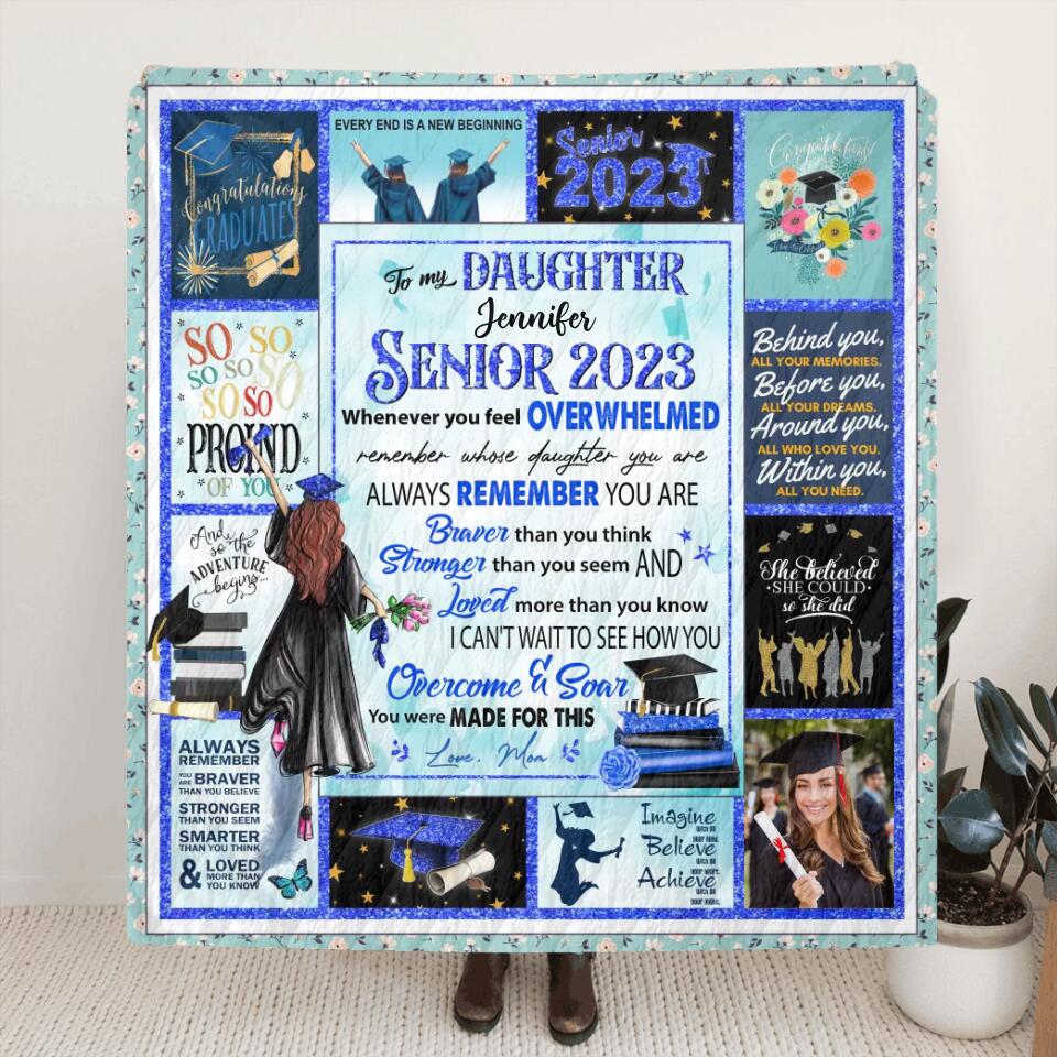 Personalized To My Daughter Fleece Blanket/Quilt - Gift From Mom To Daughter - To My Daughter Senior 2023 Blanket