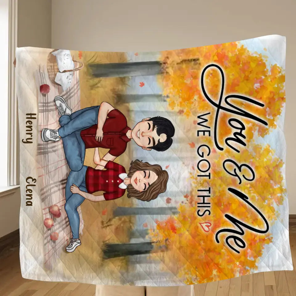 Personalized Couple Fleece Throw Blanket/Quilt - Anniversary Gift Idea For Couple - You & Me We Got This