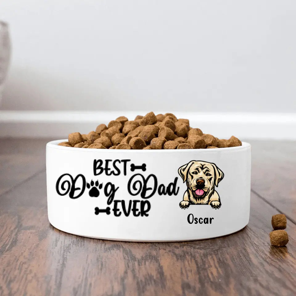 Personalized Pet Bowl - Gift Idea For Pet Lovers - Up To 5 Dogs/Cats - Happy Further's Day To My Human, Now Feed Me
