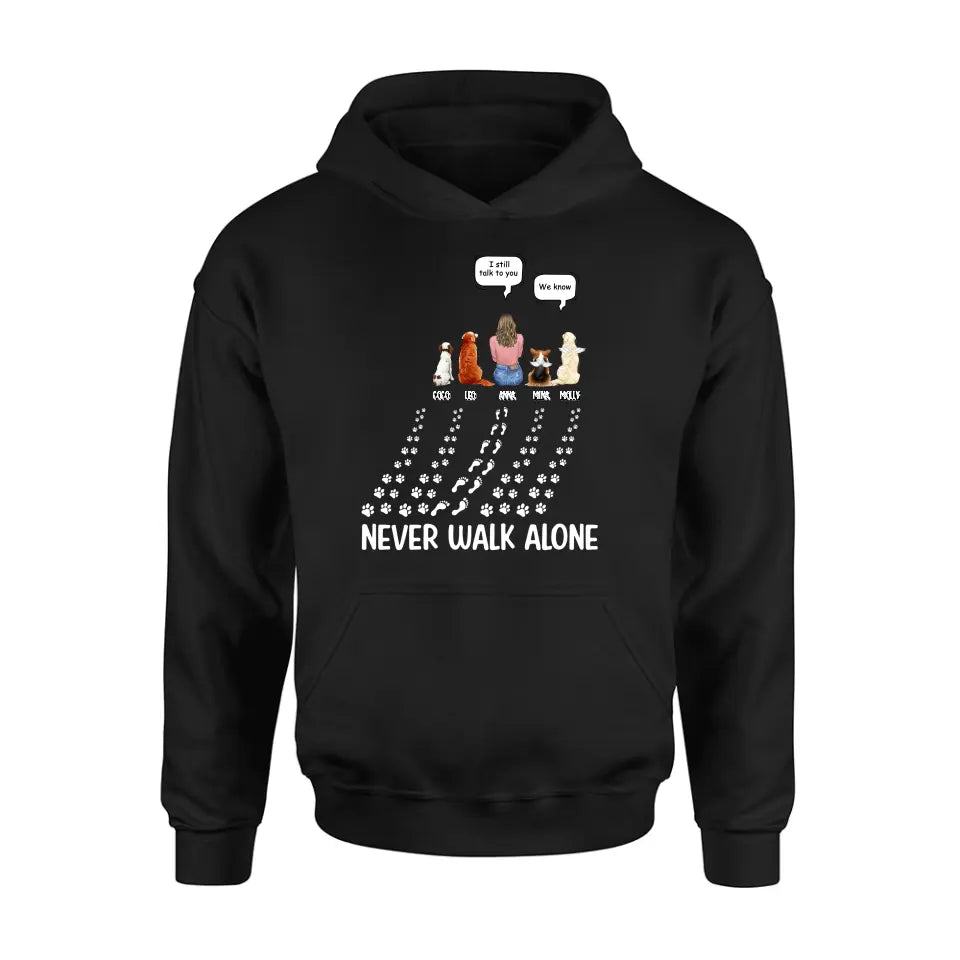 Personalized Memorial Pet Shirt/Hoodie - Up to 4 Pets - Memorial Gift Idea For Father's Day/Mother's Day - Never Walk Alone
