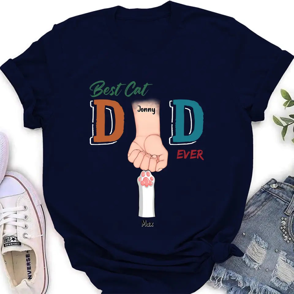 Personalized Cat Dad T-Shirt - Up to 6 Cats - Father's Day Gift Idea for Cat Owners - Best Cat Dad Ever