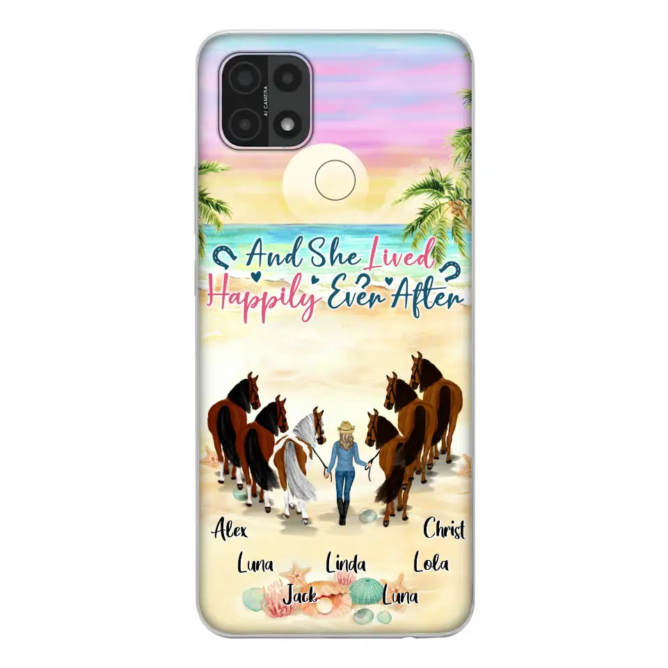 Personalized Horse Girl Phone Case - Up to 6 Horses - Gift Idea for Horse Lovers - And She Lived Happily Ever After - Case for Xiaomi/Huawei/Oppo