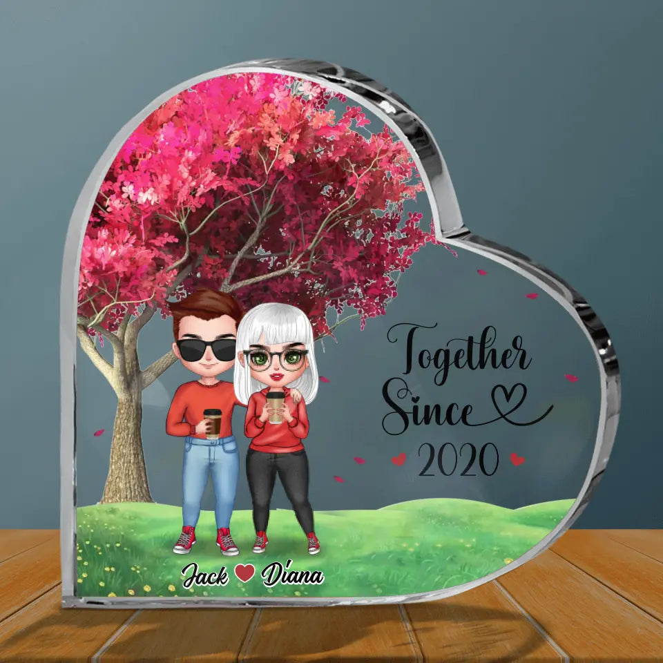 Personalized Couple Crystal Heart - Wedding/Anniversary Gift Idea for Couple - Together