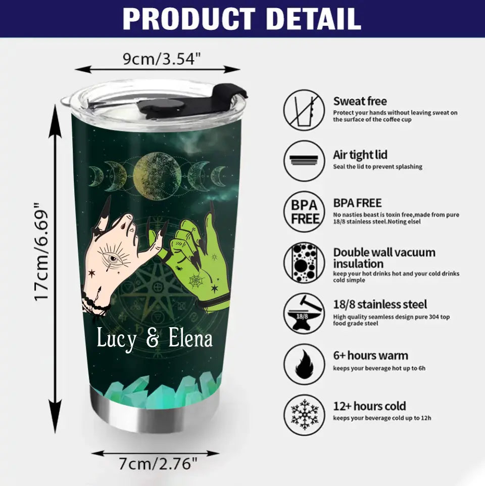 Personalized Witch Besties Tumbler - Gift Idea For Halloween/Witch Lovers/Friends - If Lost Or Drunk Please Return To Bestie
