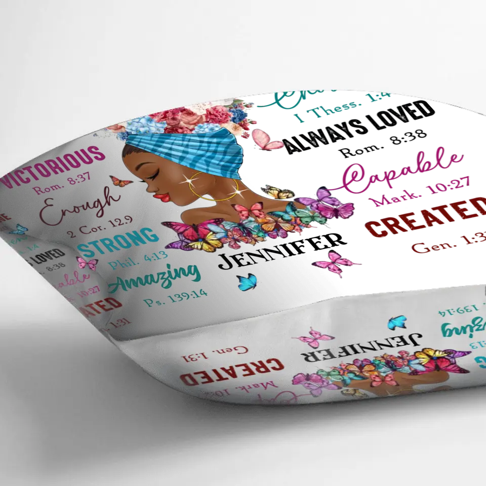 Personalized African American Girl Pillow Cover - Gift Idea For Birthday - You Are Beautiful, Victorious