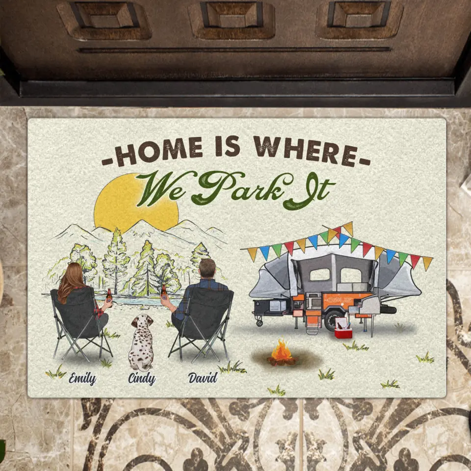 Personalized Camping Doormat - Gift Idea For Camping Lover/Couple/Family/Friends - Home Is Where We Park It